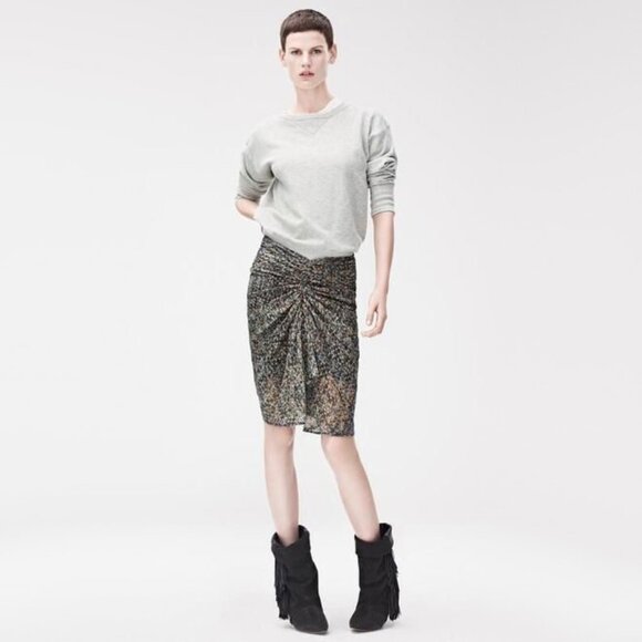 Isabel Marant x H&M Printed Silk Gathered Skirt, size 6 (fits size 2!!) - Picture 1 of 10